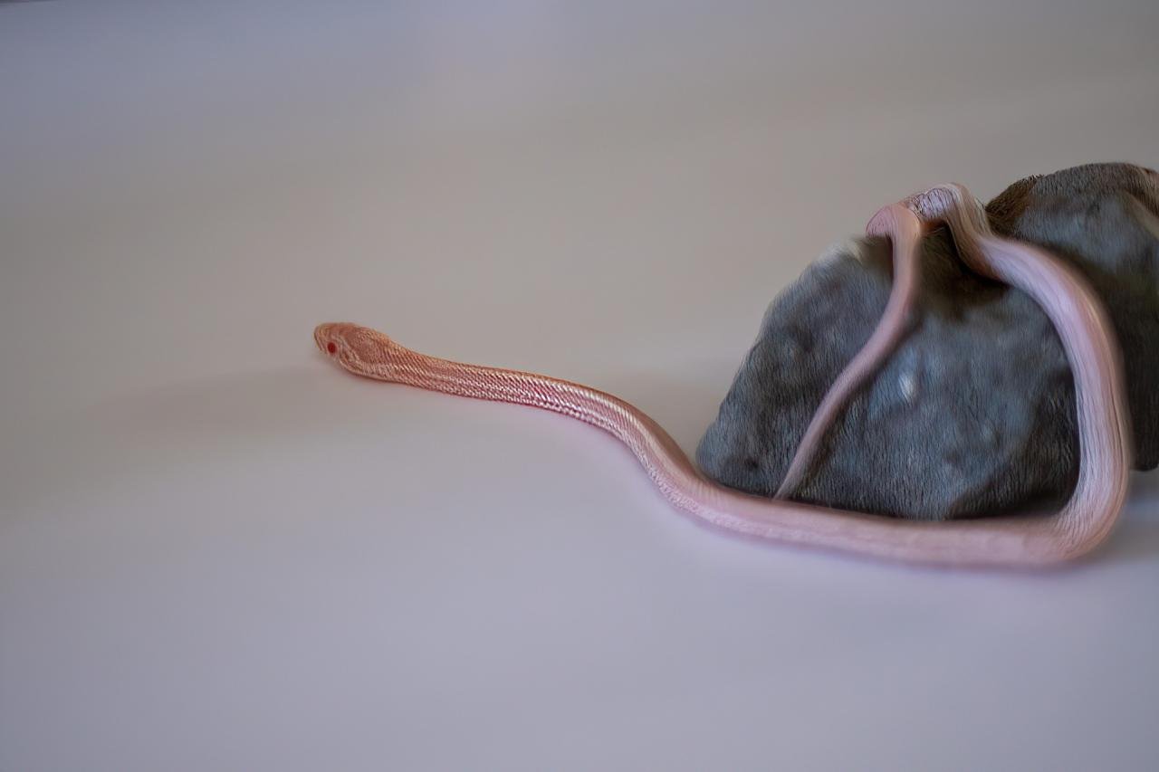 A snow tessera corn snake hatchling